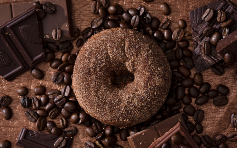 Mocha Donut. Vegan, gluten free, coffee & chocolate donut
